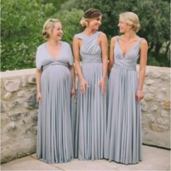 Two birds | Dresses | Two Birds Silver Multi Way Bridesmaid Dress | Poshmark